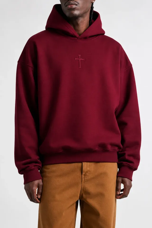 Cross Hoodie worn by model