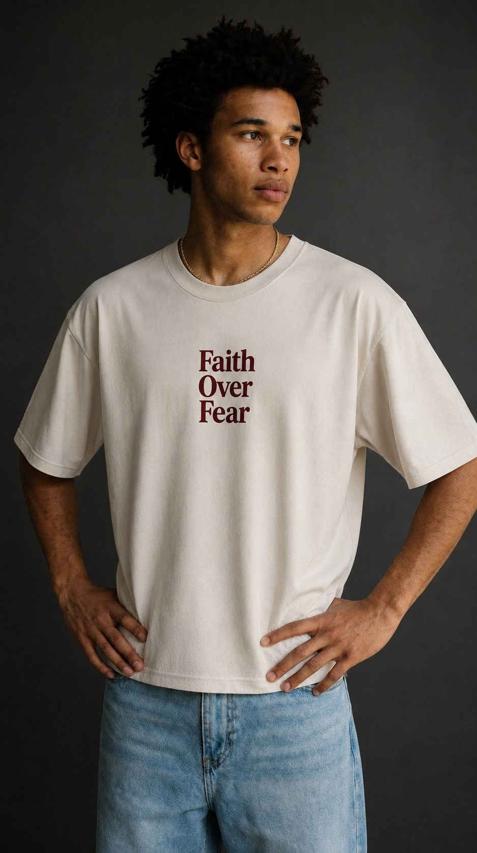 Faith Over Fear Tee worn by model