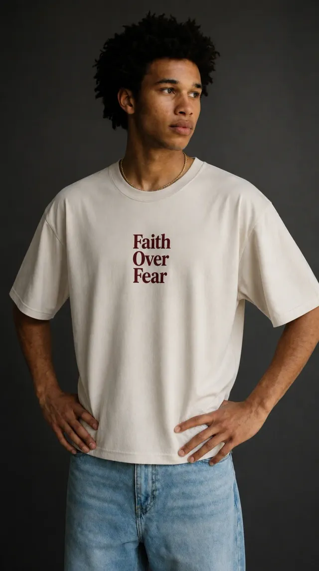Faith Over Fear Tee worn by model
